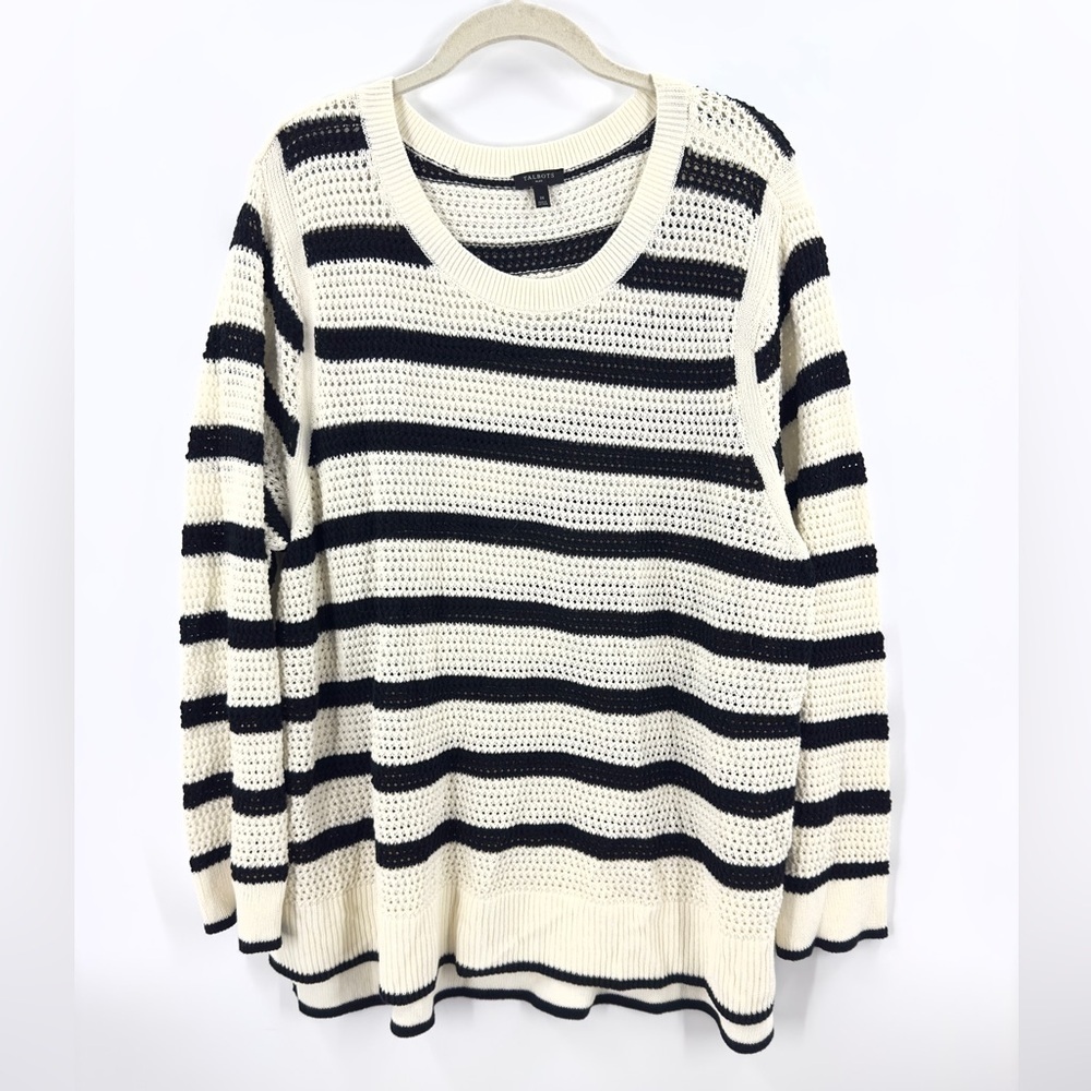 Talbots Sweater Womens 3X Open Knit Beachy Coastal Capsule Comfy Casual Boho